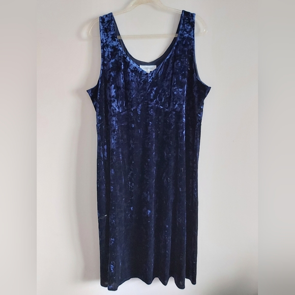 Blue crushed velvet party dress 2X - Picture 1 of 3